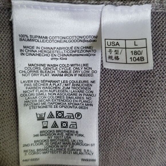 Brooks Brothers Sweater Vest Mens Large Dove Grey V Neck All Cotton - Picture 4 of 4